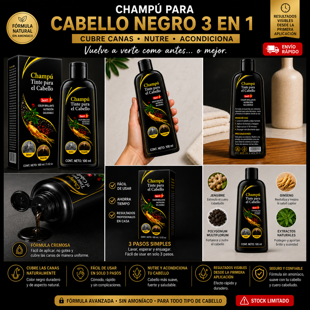Champú Oscurecedor de Canas | Tinte Progresivo Natural 100ml