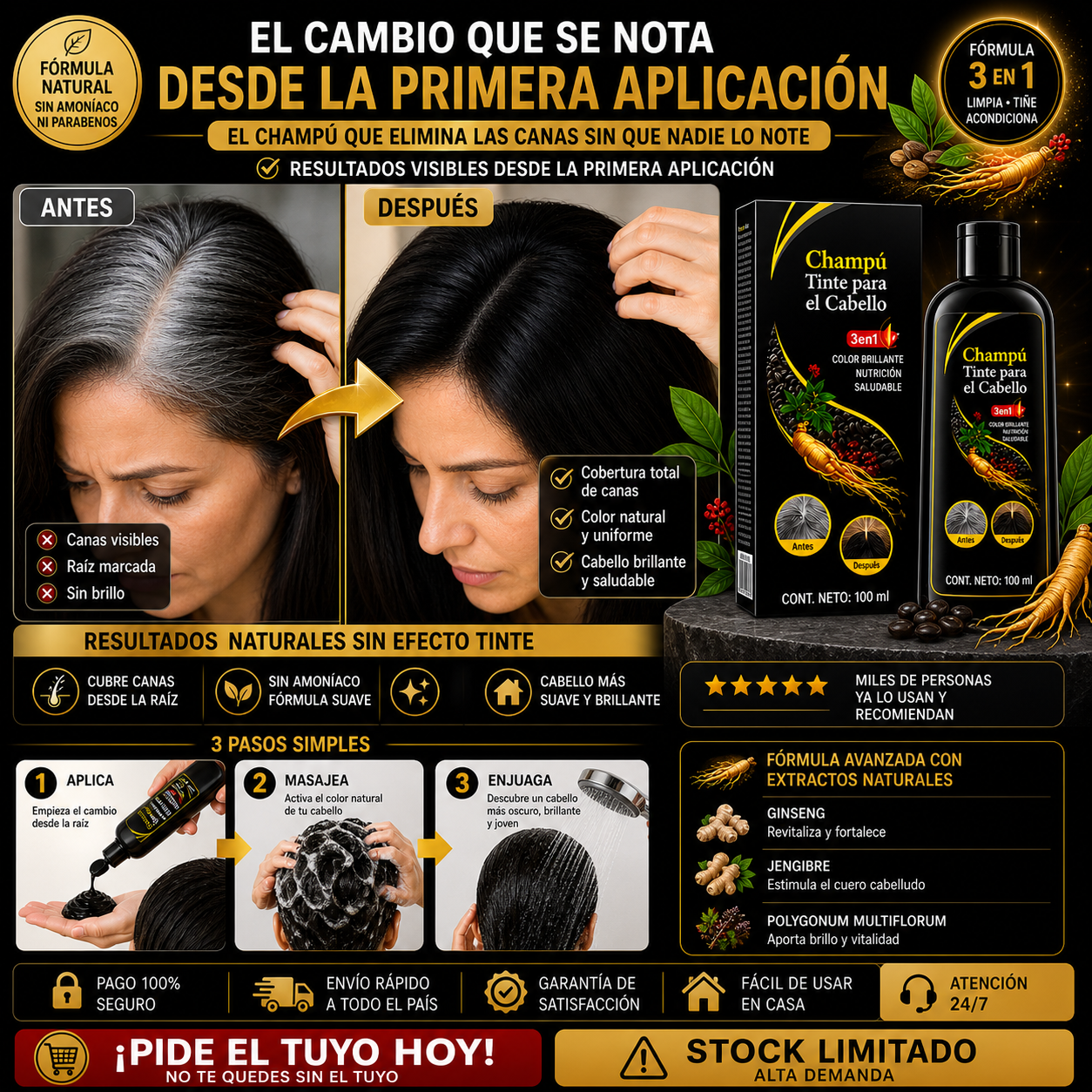 Champú Oscurecedor de Canas | Tinte Progresivo Natural 100ml