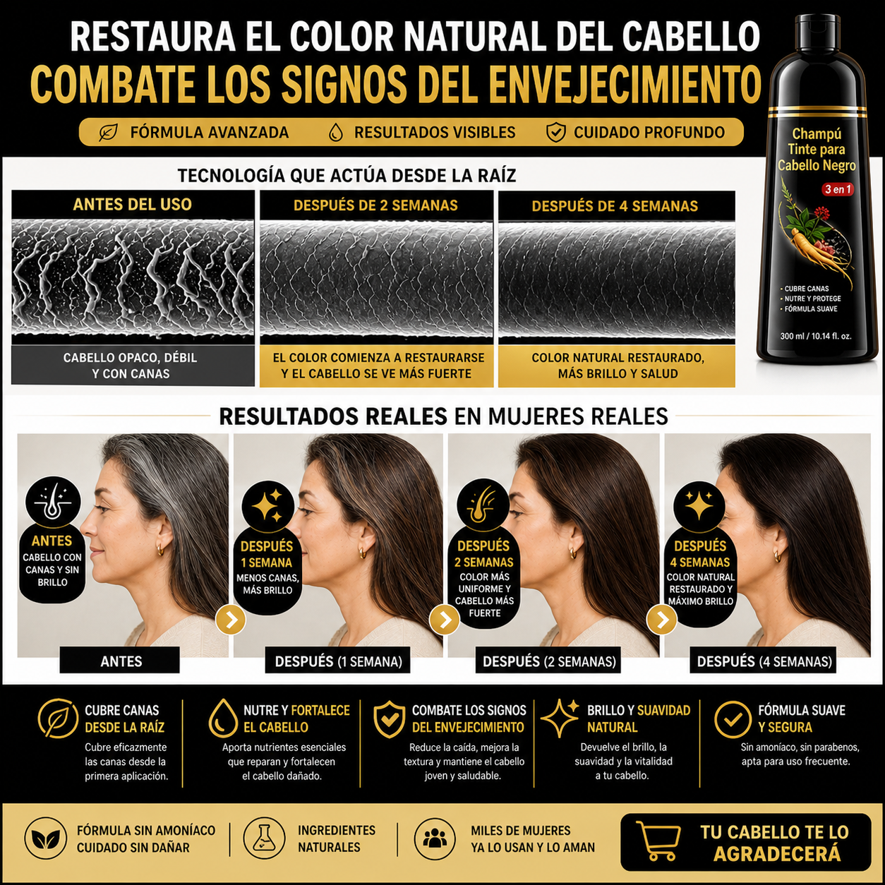 Champú Oscurecedor de Canas | Tinte Progresivo Natural 100ml