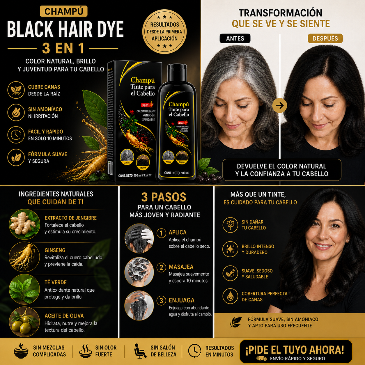 Champú Oscurecedor de Canas | Tinte Progresivo Natural 100ml