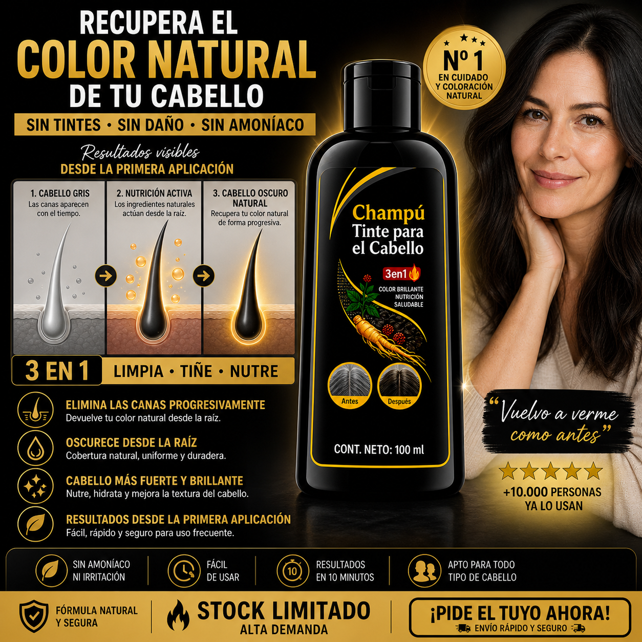 Champú Oscurecedor de Canas | Tinte Progresivo Natural 100ml